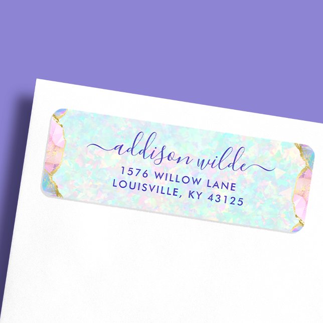 Opal Gemstone Pastel Modern Return Address Label (Creator Uploaded)