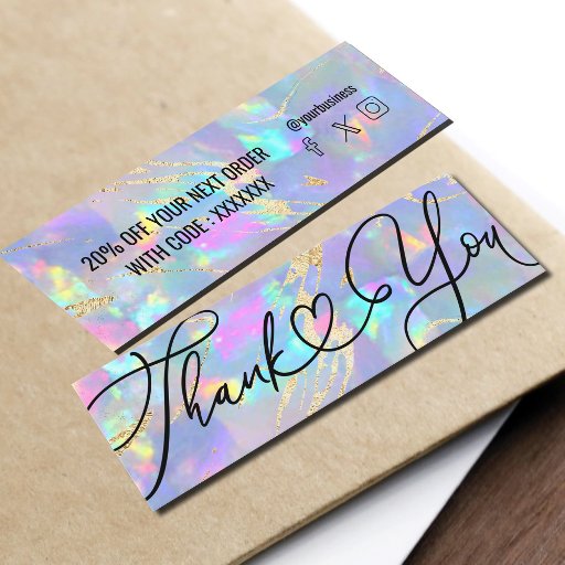 Customizable opal gemstone Thank you mini business card