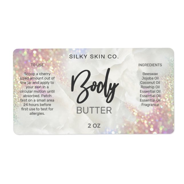 Opal Glitter Body Butter Labels (Front)
