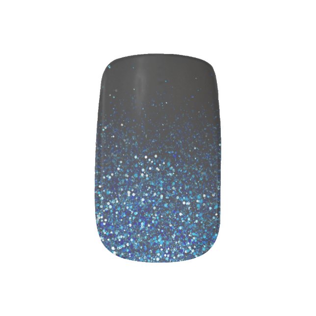 Opal Glitter Dust on Black Minx Nail Art (Left Thumb)