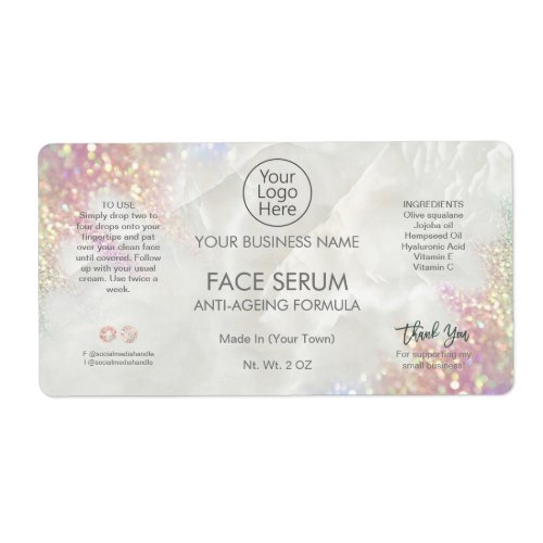 Opal Glitter Face And Hair Serum Label