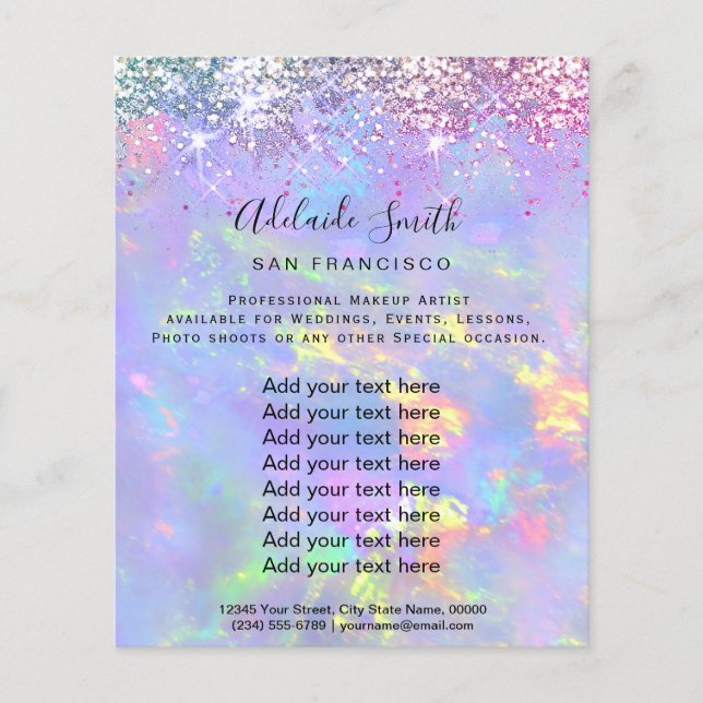 opal glitter FAUX holograph Flyer (Front)