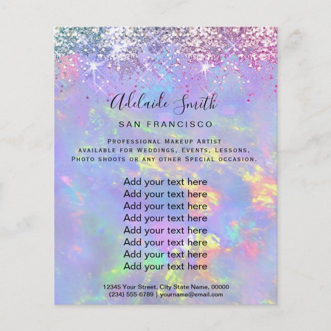 opal glitter FAUX holograph Flyer (Front)