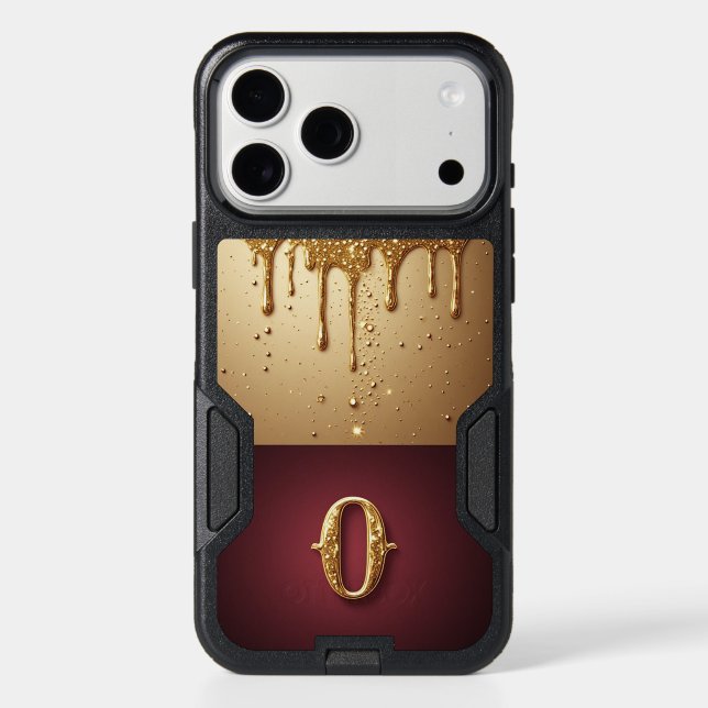 💎 Opal Glitter O Monogram With Dripping Liquid Otterbox iPhone Case (Back)