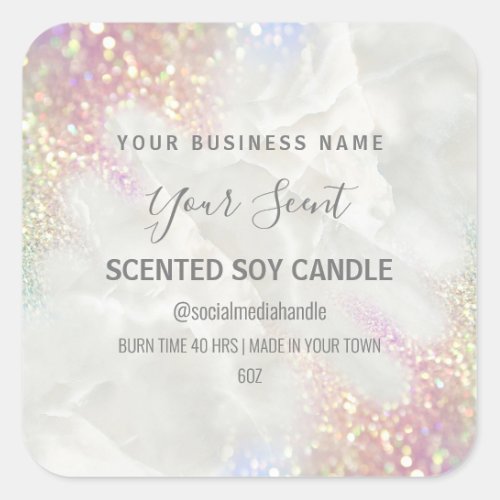 Opal Glitter Pastel Colored Soy Candle Labels