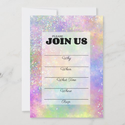Opal Glitter Rainbow Handwritten Invitation