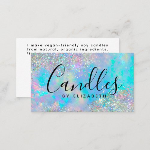 Opal Glitter Script Candle Maker Business Card