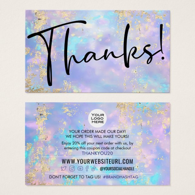 Opal Gold customer discount coupon code insert  (Front & Back)