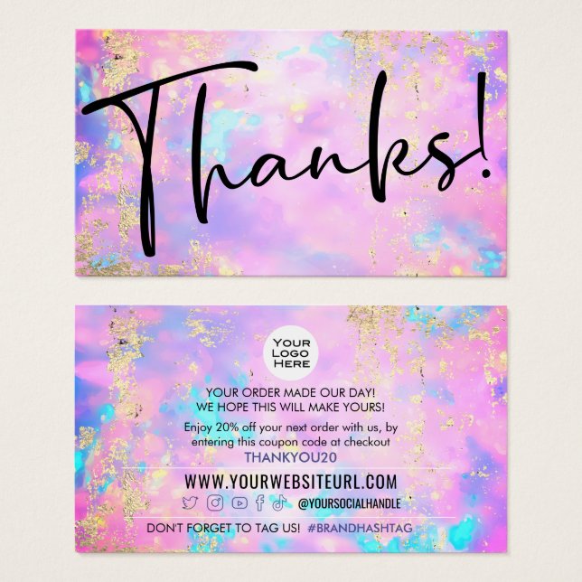 Opal Gold customer discount coupon code insert  (Front & Back)