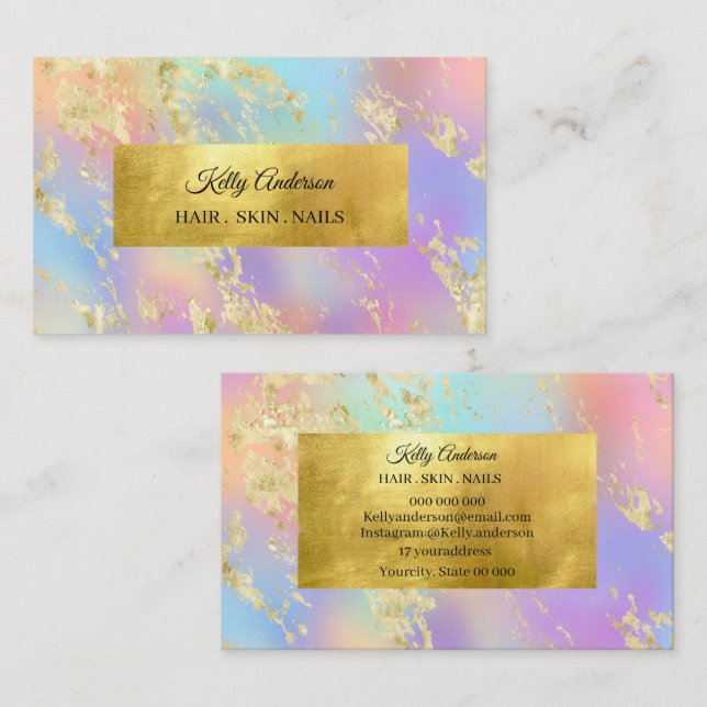 Opal gold textures marble business card (Front/Back)