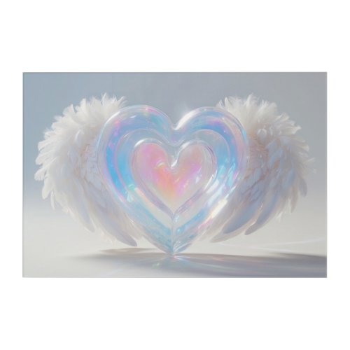  Opal HEART ANGEL WINGS AP78 Acrylic Wall Art