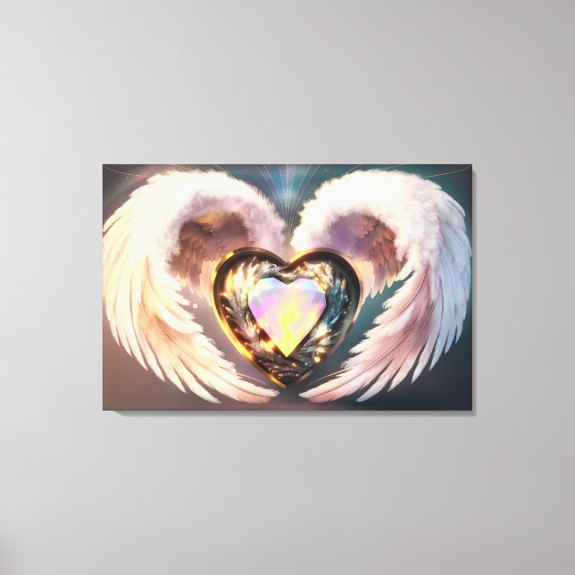*~* Opal Heart Angel Wings Topaz AP78  Canvas Print (Front)