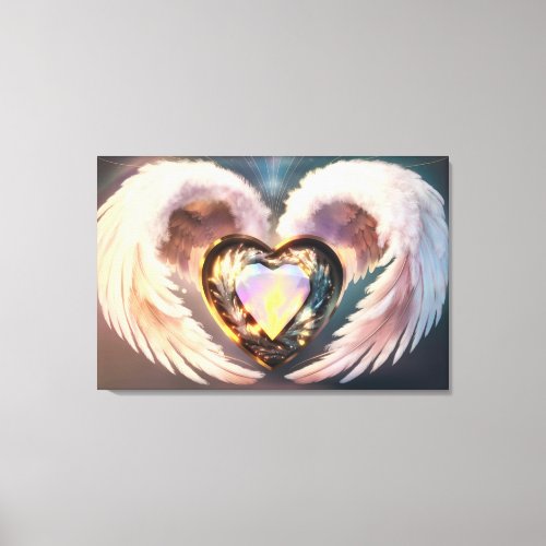  Opal Heart Angel Wings Topaz AP78  Canvas Print