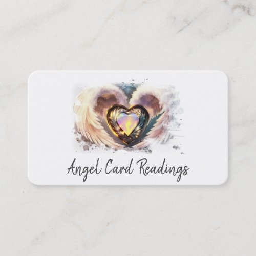  Opal Heart White Gold Angel Wings AP78 QR Business Card