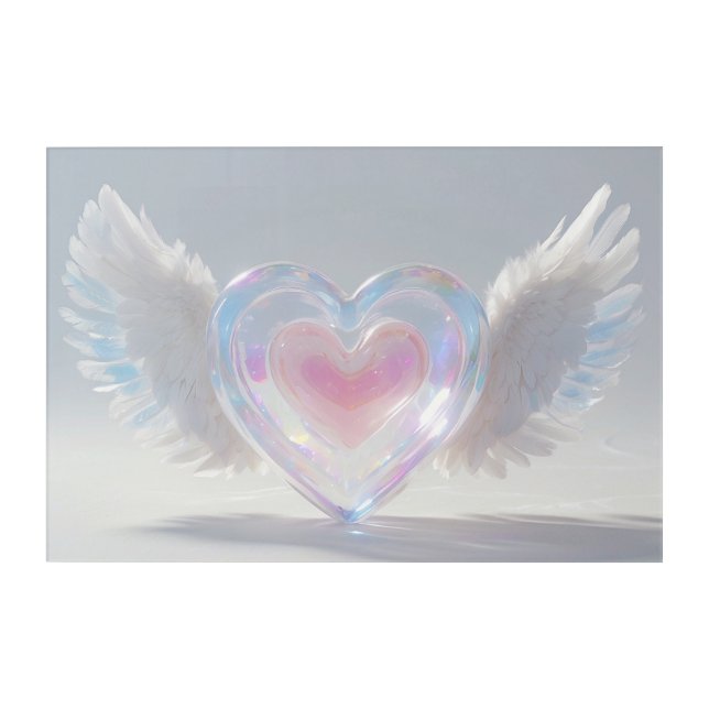 *~* Opal HEARTS ANGEL WINGS AP78 Acrylic Wall Art (Front)