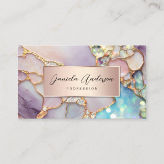 Opal Holographic & Gold Textures QR Code Jewelry Business Card