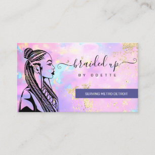 Opal Holographic Hair Braider Braid Stylist Busin Business Card