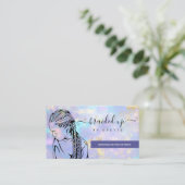 Opal Holographic Hair Braider Stylist  Business Ca Business Card (Standing Front)