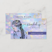 Opal Holographic Hair Braider Stylist  Business Ca Business Card (Front/Back)