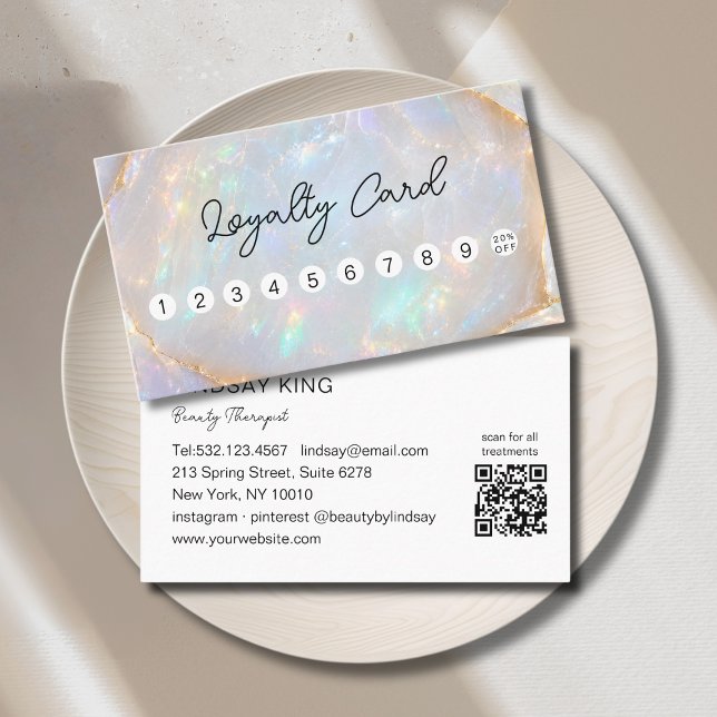 Opal Holographic Marble QR Code 10 Loyalty Card (Opal Holographic Marble QR Code 10 Loyalty Card)