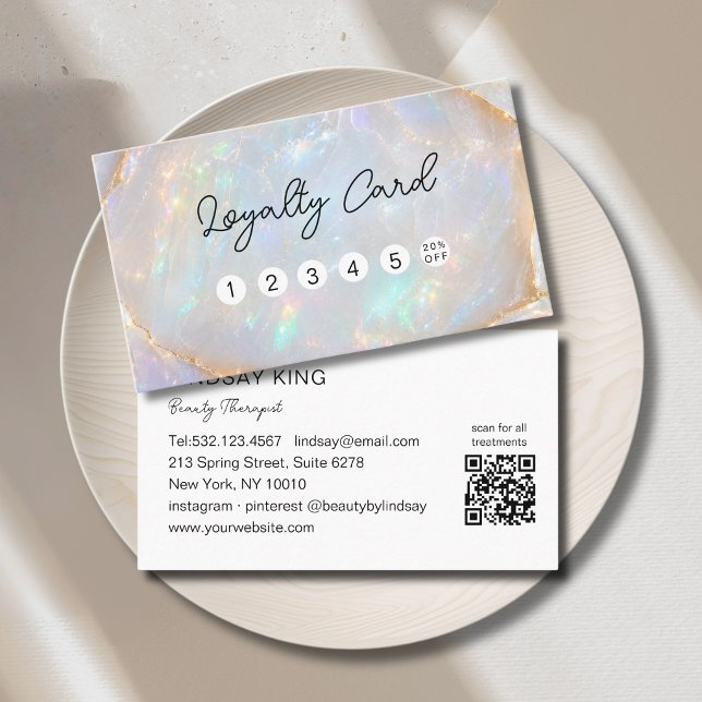Opal Holographic Marble QR Code 5 Loyalty Card (Opal Holographic Marble QR Code 5 Loyalty Card)