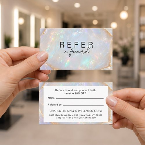 Opal Holographic Marble Referral Cards