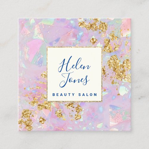 opal inspired faux chunky glitter details square business card