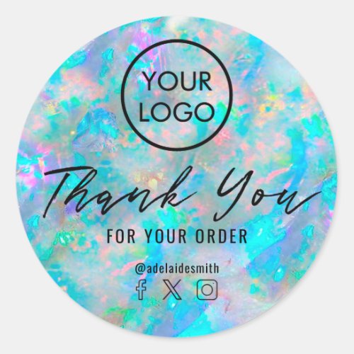 opal inspired texture thank you classic round sticker