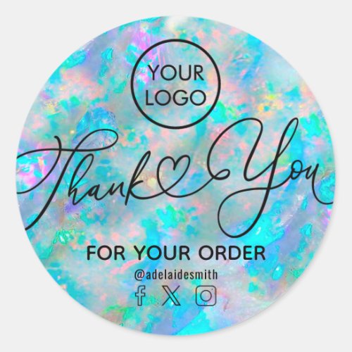 opal inspired thank you script classic round sticker