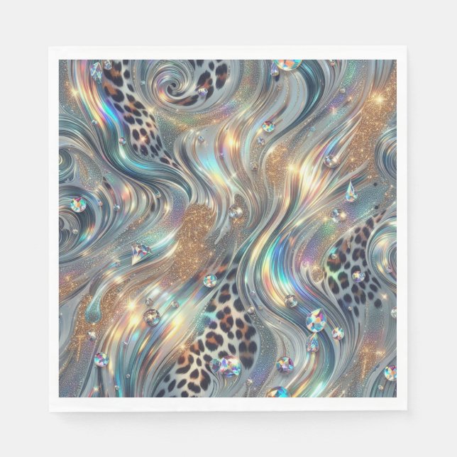 Opal Leopard Print Luxury Napkins (Front)