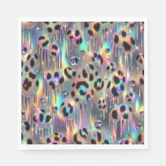 Opal Leopard Print Luxury Napkins (Front)