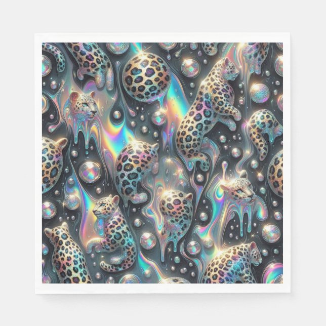 Opal Leopard Print Luxury Napkins (Front)