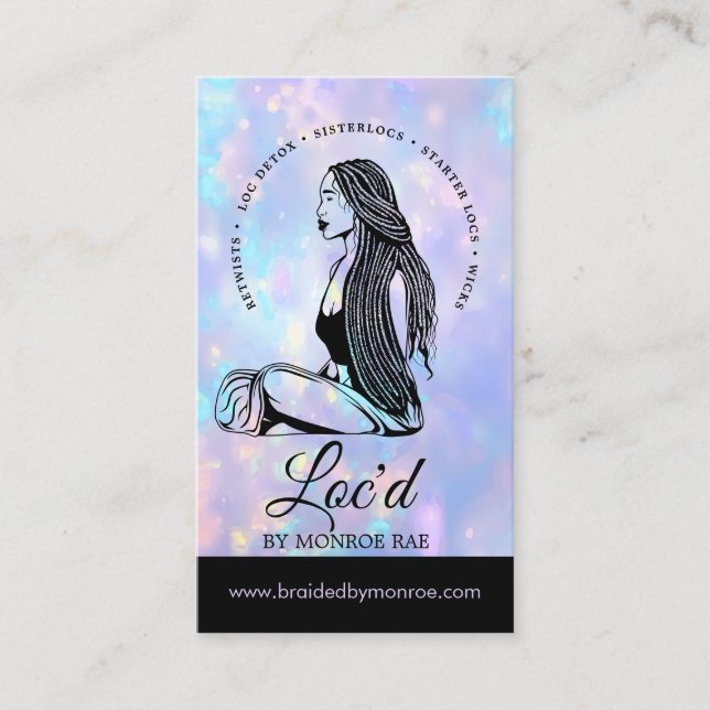 Opal Loctitian & Stylist Locs Beauty Salon Business Card (Front)