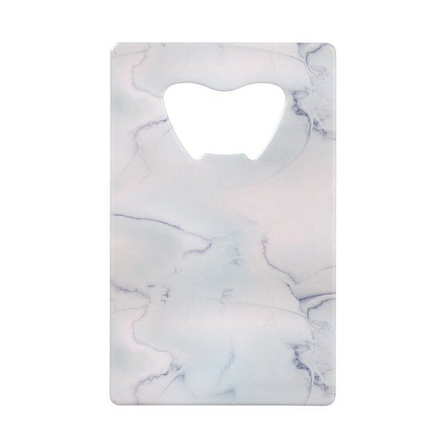 Opal Marble White Blue Stone Black Credit Card Bottle Opener (Back)