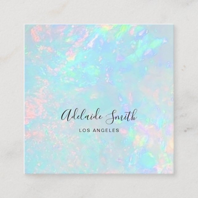 opal mineral stone photo square business card (Front)