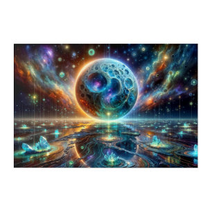 Opal Moon and Cosmic Reflections Acrylic Print
