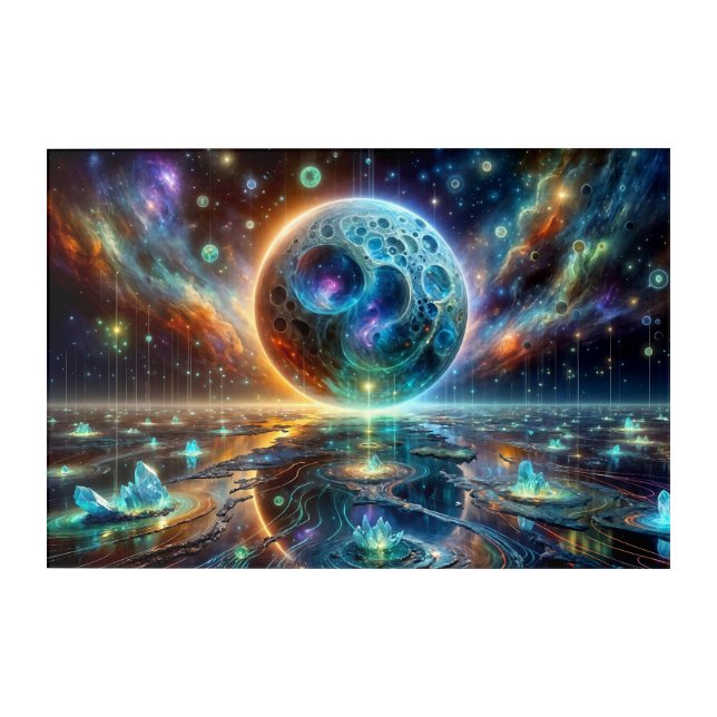 Opal Moon and Cosmic Reflections Acrylic Print (Front)