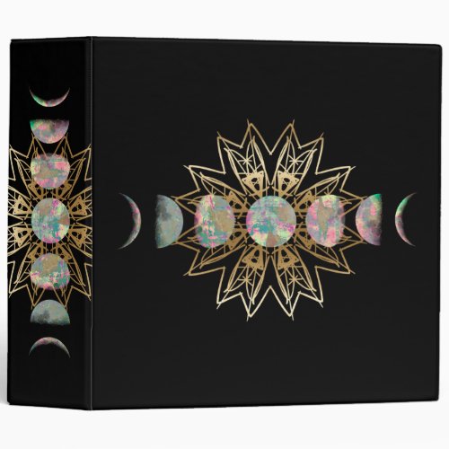 Opal Moon and Gold Stars 3 Ring Binder