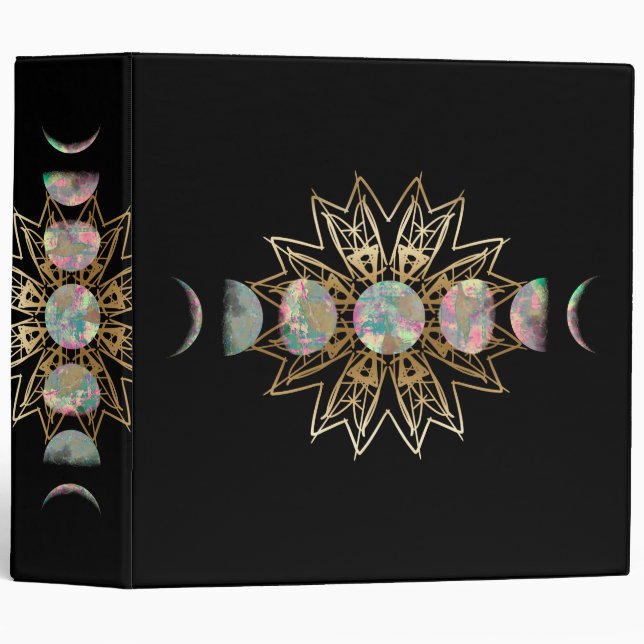 Opal Moon and Gold Stars 3 Ring Binder (Front/Spine)