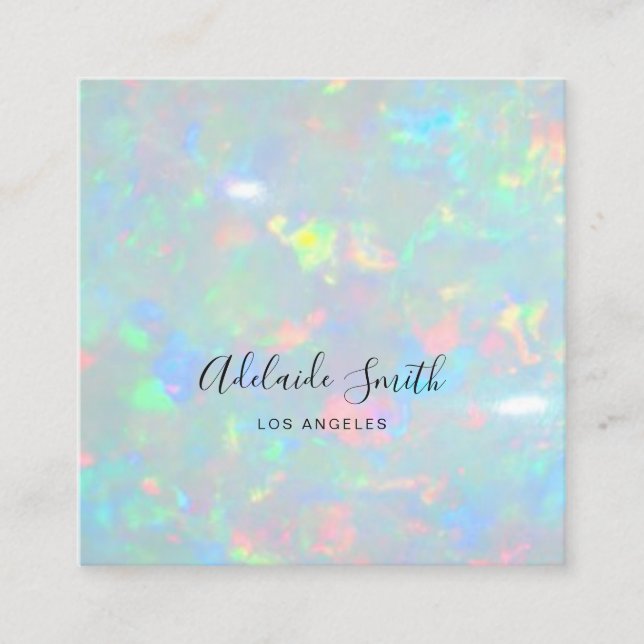 opal photo texture background square business card (Front)