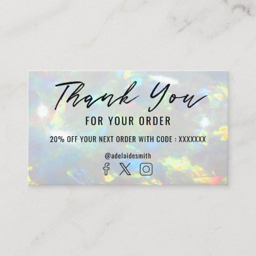 opal photo thank you business card