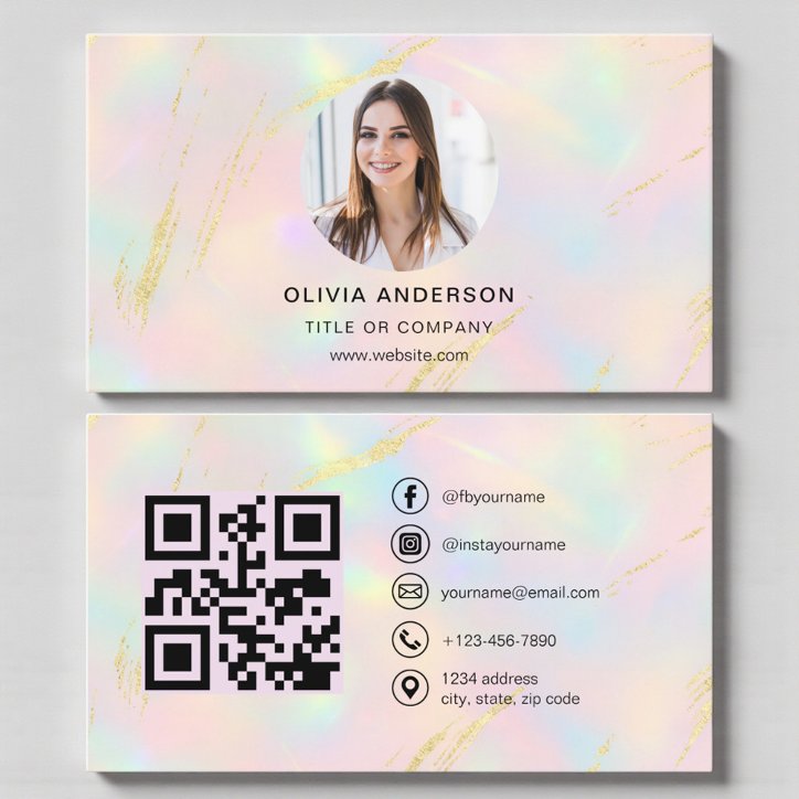 Opal Photo With QR Code Social Media Business Card
