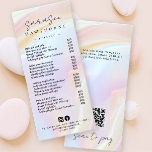 Opal Price List Holographic Scan to Pay QR Code Rack Card