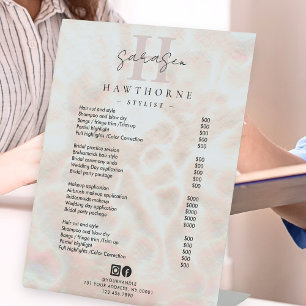 Opal Price List Rose Gold Luxury Elegant Monogram Pedestal Sign