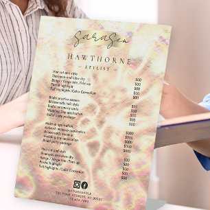 Opal Price List Rose Gold Luxury Elegant Pedestal Sign