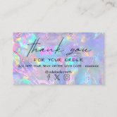 faux holographic opal stone business card