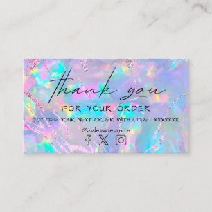 opal purple foil thank you business card