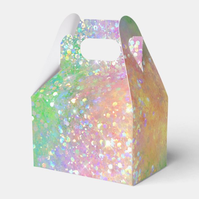 Opal Rainbow Glitter Favor Box (Back Side)