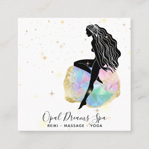  Opal Rainbow Goddess Celestial Magical Square Business Card