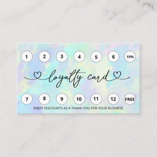  Opal Rainbow Heart QR LOGO Rewards Thank you  Loyalty Card